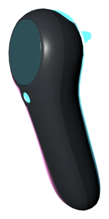 The Magic Leap controller: touchpad on top, bumper and trigger lit at the back